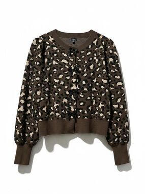 Express Leopard Print Bow Cardigan – Size Large